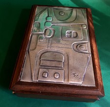 Vintage einzigartige handgefertigte 1957 Holz & Stahl Schreibtischbox. Abstraktes 'Maschinen' Design