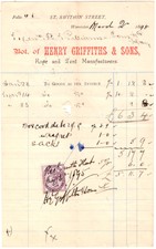 Orig 1895 Henry Griffiths Worcester Seil & Zelt mfctrer gestempelt Briefkopf etc