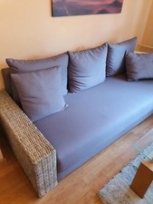  3-Sitzer-Couch Sofa Sitzgruppe Natürliches Rattan