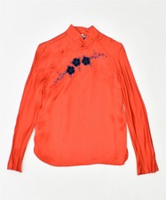 Swinger Damen Langarm Bluse Top es 40 kleine rote Blume Vintage hr07