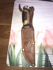 camping outdoor messer gebraucht Mit Leder Etui, Klinge 11,5 Cm Lang