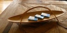 DDR Schale Holz Bambus oval mit Henkel 60er Jahre OSTALGIE RETRO VINTAGE