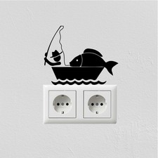 Wandtattoo Aufkleber Wanddeko für Lichtschalter/Steckdose "Angler"