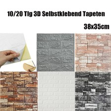 20 Tlg 3D Selbstklebend Tapeten Steinoptik Wandpaneele Ziegelstein Wandaufkleber