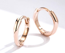 Rose vergoldete echt Silber Ohringe Damen Creolen Mini Hoops Schmuck 925 Ohr C61