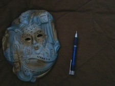 Venezia Venedig Maske  blau bunt    Gold                      DEKO