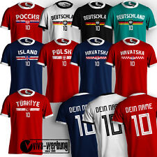 EM 2021 Fußball Fan Trikot T-Shirt Name & Zahl WM viele Länder top Verarbeitung