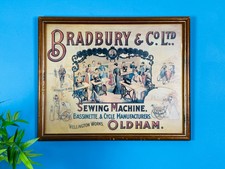 Vintage Bradbury & Co Nähmaschine gerahmt Werbung Haberdashery Retro
