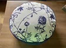 Tchibo XXL Bodenkissen Pouf Sitzkissen Neu Blau Weiß Blumen Yoga Durchmesser 60