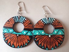 ?Große Statement Ohrringe aus Holz Rund Handmade #Ethno #Boho #Indio #Nature