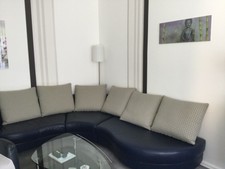 Rolf Benz Sofa Eckcouch  Nappaleder (Blau ) ca. 215 cm x 260 cm