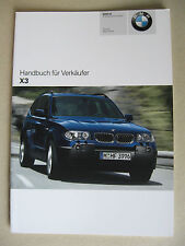 Verkäufer Handbuch BMW X3 E83 2.5i 3.0i 3.0d Modelle 2004   