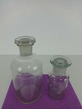 Vintage Glas Flaschen Deckel Apotheker Paar Karaffen klar Parfumerie Storage