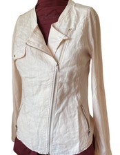 Oui  Jacke zartes rose Langarm Reißverschluss Baumwolle/Leinen Grösse 38