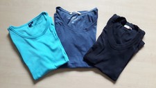3 Damen T-Shirt's, Gr. L, unifarben blau mint schwarz