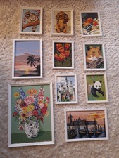 6 Bilder (handgemalt, malen nach Zahlen, sechs Bildmotive, guter Zustand)