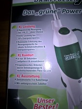 CLEANmaxx Dampfbesen Grün Bodenpflege + Messbecher Mikrofasertuch Teppichgleiter