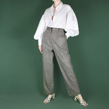 Vintage 90s Beige Straight Damen hohe Taille Retro Hose Hose Gr. 10 12