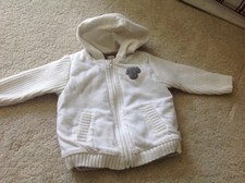 MEXX Kuschelige Strickjacke Sweatjacke mit Teddyfell Gr. 68 Weiß Kapuze