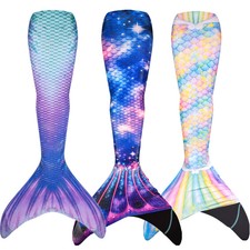 Damen Mädchen Meerjungfrau Bademode Cosplay Mermaid Kostüm Schwanz Mit Monofin