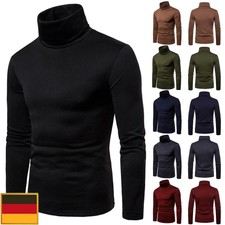 Herren Hoher Rollkragen Pullover Pulli Sweatshirt Wärmer Strick Stretch Sweater