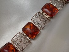 Apartes handgefertigtes Armband Silber 835 mit Bernstein