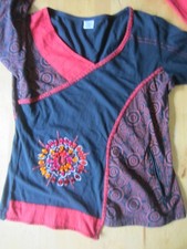 Shirt Festival Nepal Hippie S / M schwarz rot top 