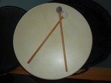 große Naturhaut Schamanen Rahmentrommel Griffkreuz Ø 50 cm + Schlägel + Tasche