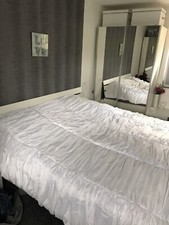 TAGESDECKE Bett Stepp Decke 250x240 (200x200) Überwurf weiss 2 Kissen 80x80 NEU