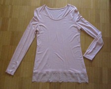 Damen Long-Shirt, rosa, Spitzenrand, Langarm, Gr. M, NEU 