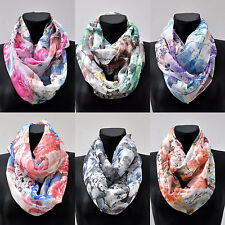 Loop Schal Seide Seidentuch Halstuch Tuch Schlauchschal Damen Muster Blumen bunt