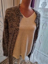 Damen Cardigan S M 36 38 Grau Kuscheljacke Strickjacke Weste