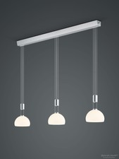 LED 3-er Pendelleuchte, Nickel matt, dimmbar, B: 104 cm, H: bis 150 cm 