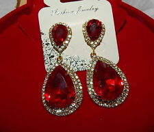 lange elegante XL OHRRINGE OhrHänger rote Swarovski*Elemente*Gold *ca. 6,5 cm