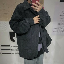 Herren Cord Drop Schulter Locker Button Down Anzug Jacke V-Ausschnitt Top Coat