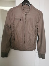 Sexy Biker Damen Lederjacke 36 38 S M Taube Braun Jacke gerafft Stretch Top 