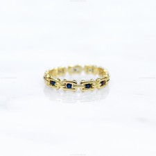 Krone Band Fein Geburtstag Ring 14k Gelbgold Natur Saphir Kein Stein Edelstein