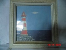 Bild, Druck ?, Leuchtturm, Meerblick, h. der Glasscheibe Größe 23,5 cm x 23,5 cm