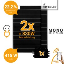 830 W / 600 W Balkonkraftwerk Photovoltaik Solaranlage Steckerfertig WIFI Smart