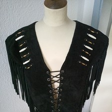 Linedance Festival running Bear Poncho Fransen Cape Leder Collar concho  Gr.XL 