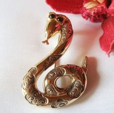 Tolle Pierre Lang Schlangen Brosche vergoldet / ev 218 (47)