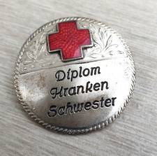 Uralte Rot Kreuz Brosche --Diplom-Kranken Schwester-- Silber JM 800 gepunzt