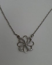 Juwelkerze Kette 925 Silber Mit Kleeblatt Blume Anhänger Swarovski