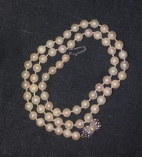 Akoya Zuchtperlenkette 51 cm geknotet, 5mm,  Silberschließe , super Zustand !