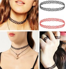Tattoo Choker Halskette Armband Ring Henna Gothic Retro elastisch Gothic Choker 