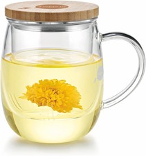 x2 Friedos Tee Glas mit Sieb und Deckel 500 ml für Losen Tee oder Beutel