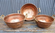 Dreier Set Vintage Kupfer & Messing abgestufte Küchensiebe