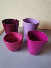 4 Blumentöpfe / Übertöpfe keramik auch für Orchideen geeignet in lila Tönen