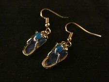 Ohrringe Sandalen 24 Karat Vergoldet Ohrschmuck Ohrstecker Strass Blau Schuhe