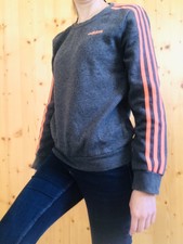 Original Adidas Pullover Sweater Pulli Anthrazit Orange Streifen Gr S 34 36